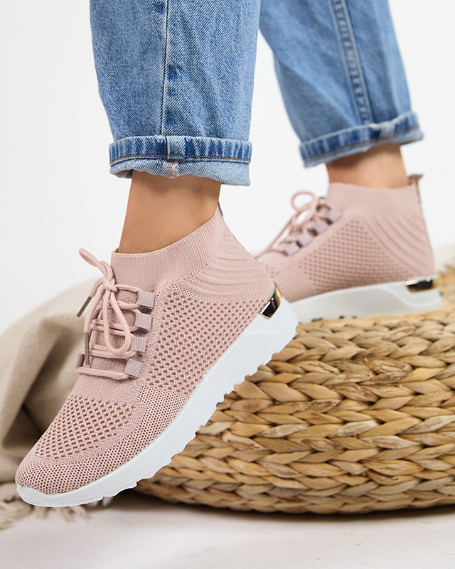Royalfashion Damskie różowe tkaninowe buty sportowe Bamggy