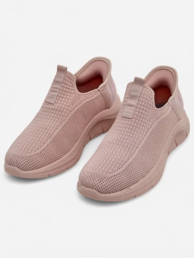 Ženske superge Apollo Rosa – roza slip-on čevlji iz tkanine na ravnem podplatu