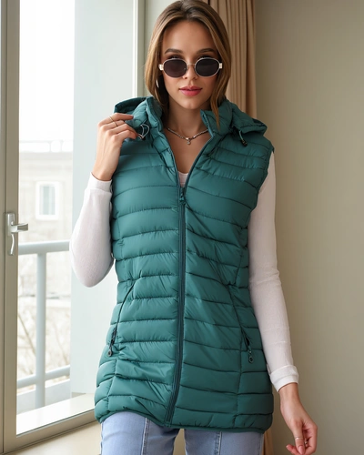 Royalfashion ženska brezrokavnik z odstranljivo kapuco