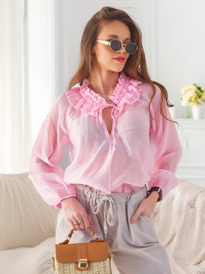 Royalfashion Prosojna ženska srajca z dekorativnim ovratnikom