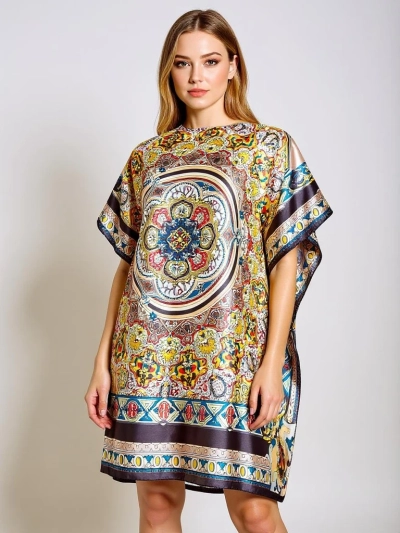 Obleka pareo Royalfashion Calista – večbarvna do kolen, poliester