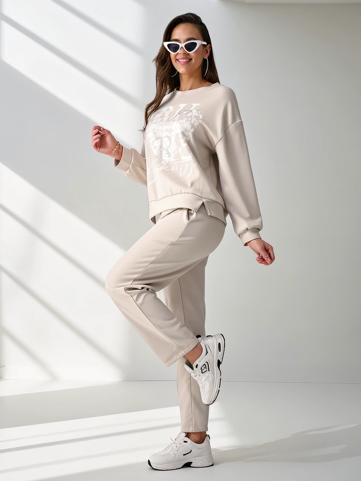 Royalfashion Ženski viskozni komplet s tiskom