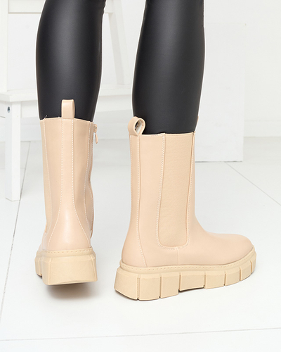 Royalfashion Botki damskie na platformie w kolorze beżowym Couell