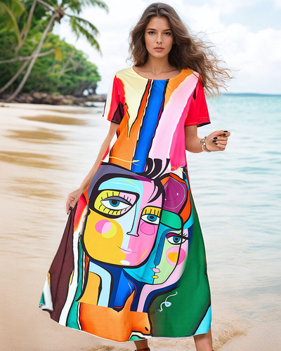 Royalfashion Ženska obleka z vzorčastim potiskom