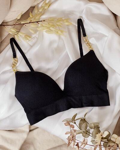 Royalfashion Ženski rebrasti modrček z okrasnimi naramnicami