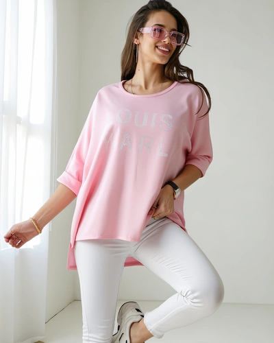 Royalfashion Ženska viskozna bluza z napisi iz diamantev