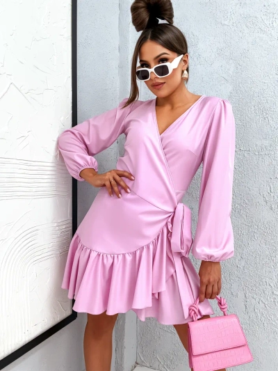 Royalfashion Ženska mini obleka s čipkami in kravato