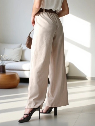Royalfashion Široke ženske hlače z pasom