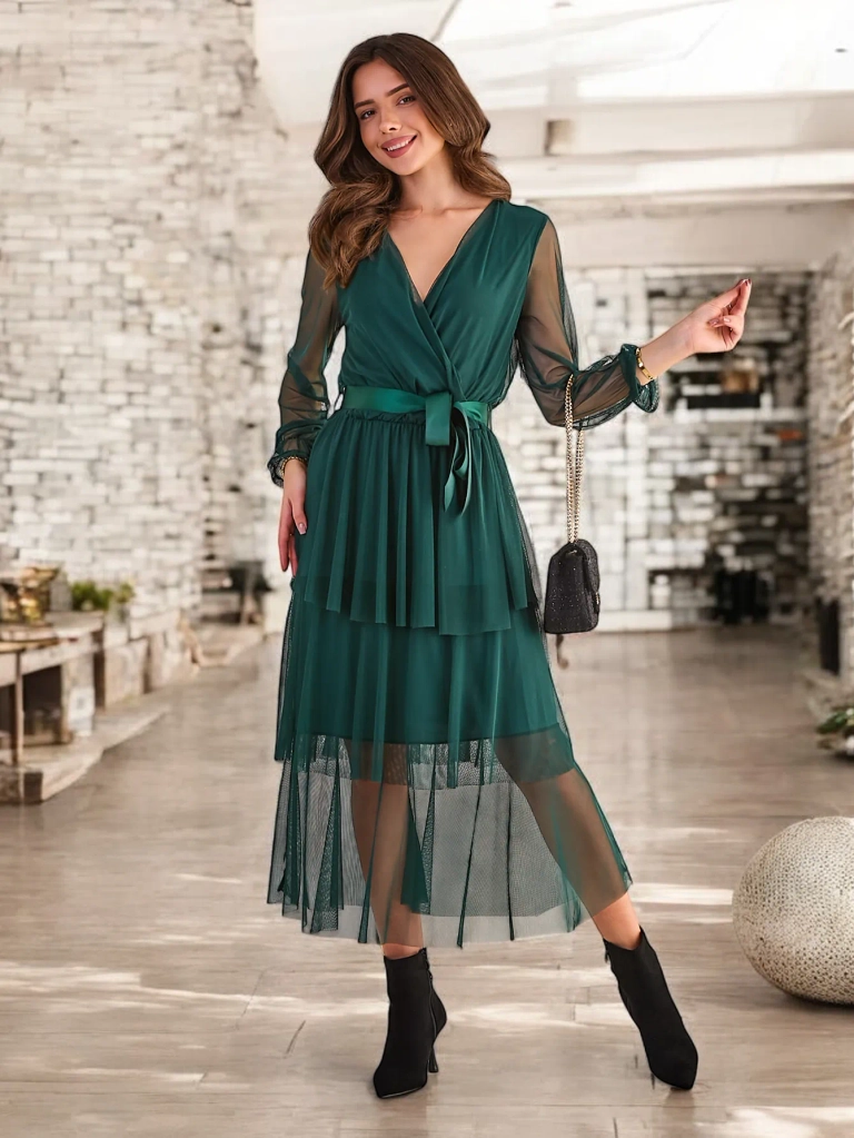 Royalfashion Duga haljina s resama za žene