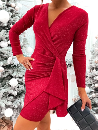 Royalfashion Sjajna plisirana mini haljina za žene