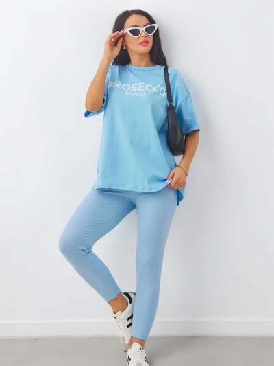 Royalfashion bombažni ženski komplet s kratkimi rokavi in leginami