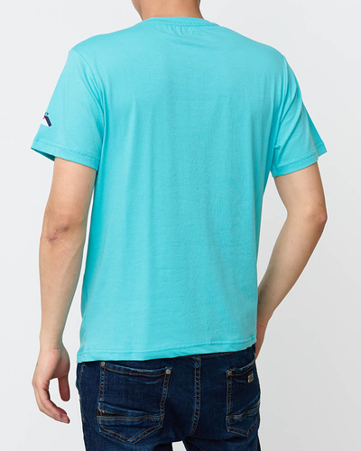 Royalfashion Turkusowy męski t-shirt z nadrukiem