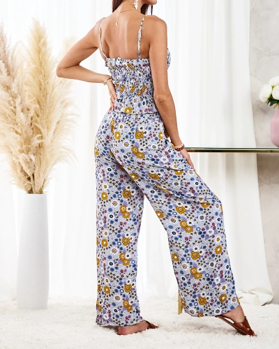 Royalfashion Wzorzysty damski komplet w kolorze niebieskim