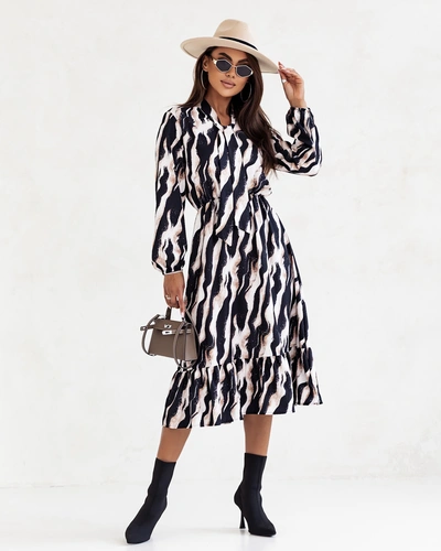 Royalfashion Ženska midi obleka s potiskom