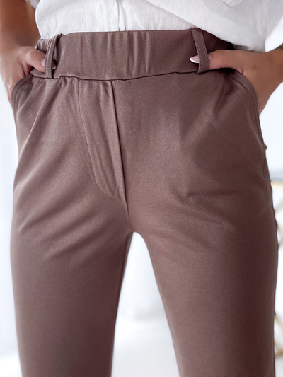 Royalfashion Svetlo rjave ženske hlače tegings