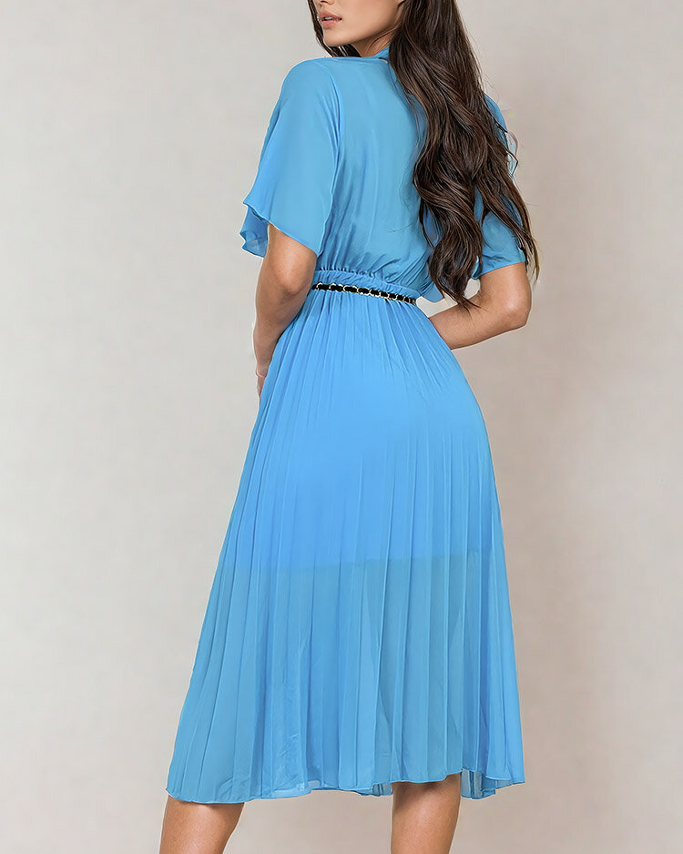 Royalfashion Ženska plisirana midi obleka