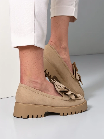 Royalfashion Eco suede ženske mokasinke s cvetom Floverse