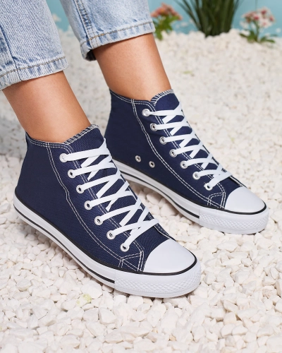 Royalfashion Granatowe damskie wysokie trampki Elavvi