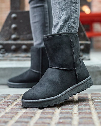 Royalfashion Damskie ocieplane eko-zamszowe buty a'la śniegowce w czarnym kolorze Xetik