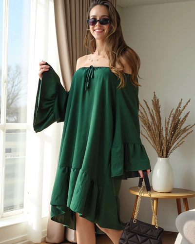 Royalfashion Ženska obleka a'la španska z naborki oversized