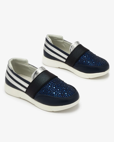 Royalfashion Granatowo - czarne dziecięce tenisówki slip - on Ciarala