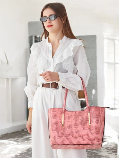 Royalfashion Dvojna torbica iz patentirane kože z embosiranjem