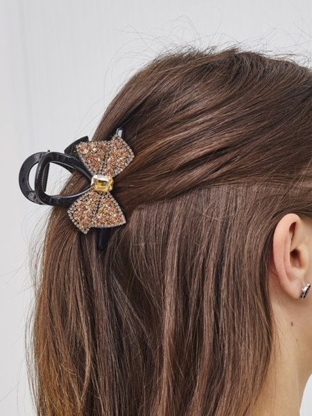 Royalfashion Lasni sponka z mašno Cirkonij