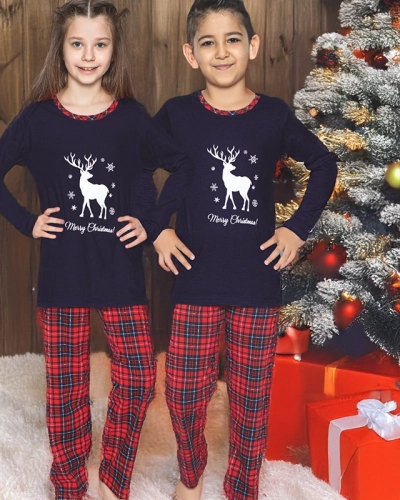 Royalfashion Świąteczna dziecięca piżama z printem