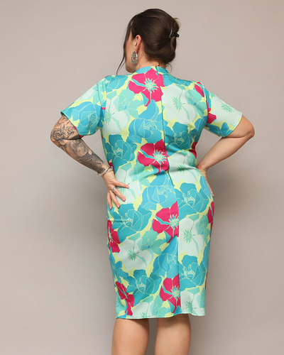 Royalfashion Ženska cvetlična obleka iz blaga PLUS SIZE