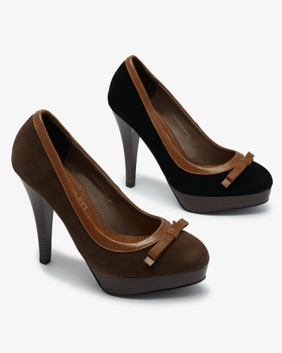 Royalfashion Czarne damskie czółenka na wysokiej szpilce Zistin