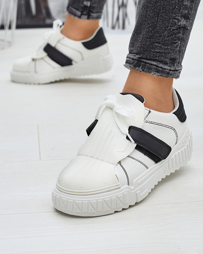 Royalfashion Czarno-białe damskie buty sportowe z gumowymi wstawkami Inika