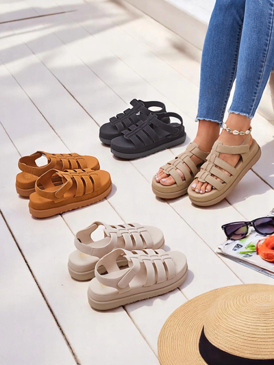 Ženski sandali Royalfashion Helena Classico platforma svetlo rjava