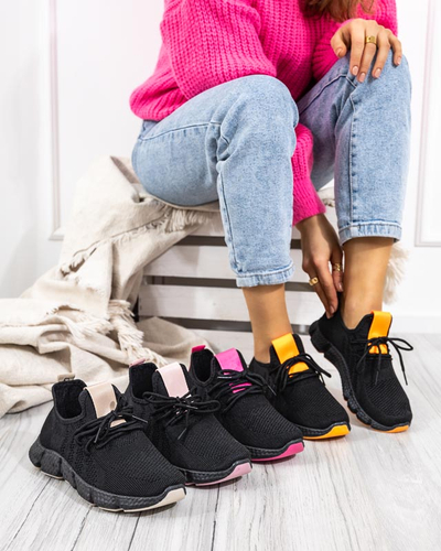 Czarno- pomarańczowe sportowe buty damskie Bommgi - Obuwie