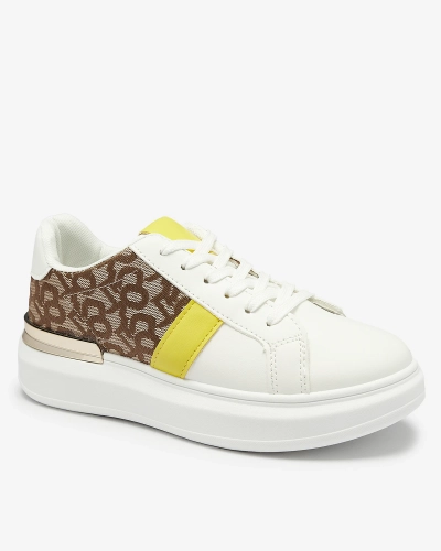 Royalfashion Beli in rjavi ženski športni copati Mlysio