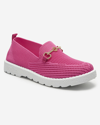 Royalfashion Fuksjowe damskie tenisówki slip on ze złotą ozdobą Enelida