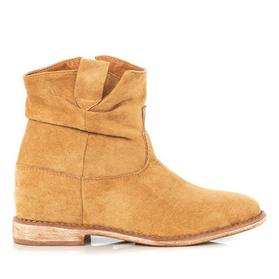 Kowbojki na koturnie w kolorze camel Brunoki - Obuwie