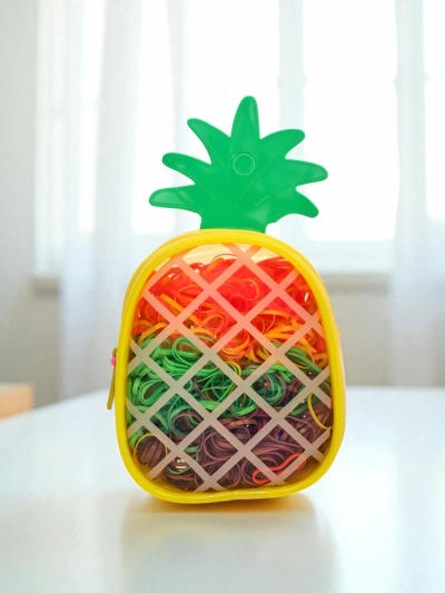 Royalfashion Večbarvne silikonske gumice za lase Ananas