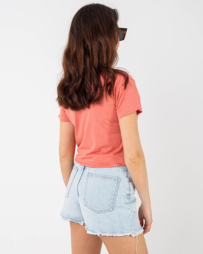 Royalfashion Pomarańczowy damski t-shirt z cekinami