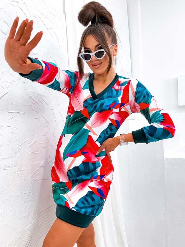 Royalfashion Ženska mini obleka z izvirnim vzorcem