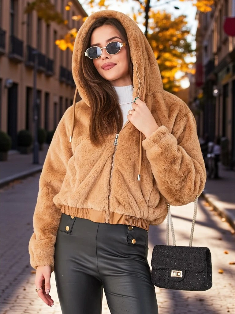 Royalfashion Ženska jakna od imitacije krzna