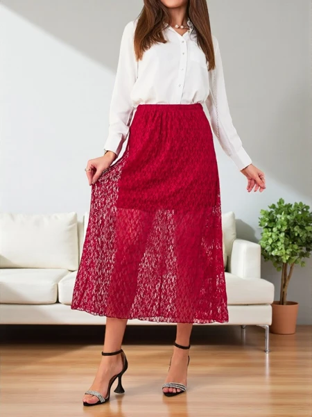 Royalfashion Ženska midi krila s čipko