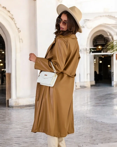Royalfashion Ženski plašč iz umetnega usnja