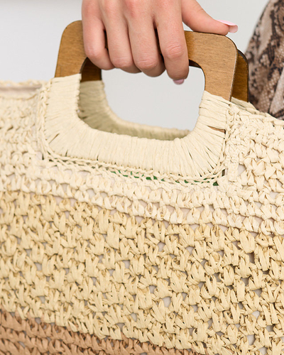 Royalfashion Beżowa słomiana duża torebka damska