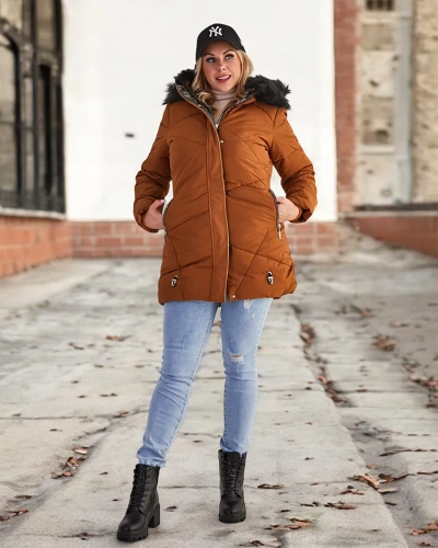 Royalfashion Rjava ženska zimska bunda