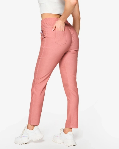 Royalfashion Damskie proste spodnie materiałowe w kolorze różowym PLUS SIZE