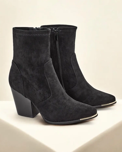 Royalfashion Ženske čizme od eko-suede na svestranoj peti Gris