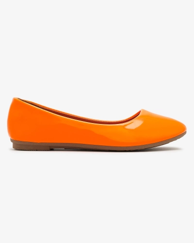Royalfashion Neonowe pomarańczowe damskie lakierowane baleriny Fama