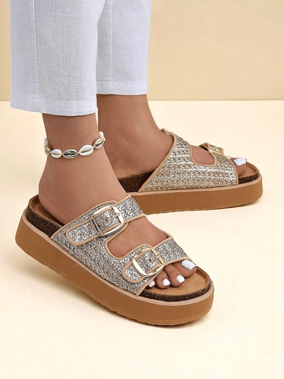 Royalfashion Ženski natikači s platformo Nora Woven