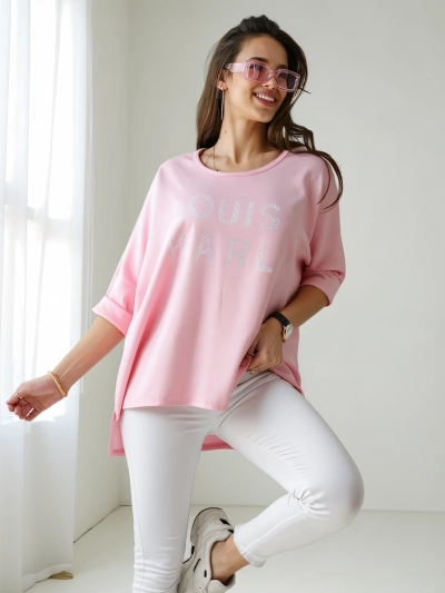 Royalfashion Ženska viskozna bluza z napisi iz diamantev