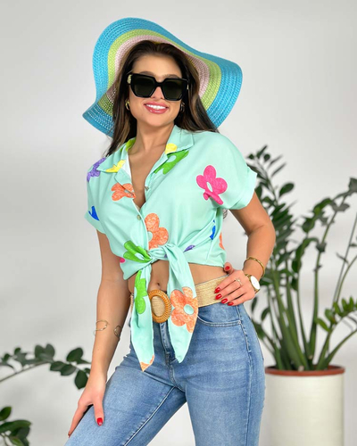 Royalfashion Ženska kratka cvetlična majica